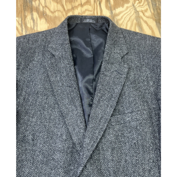 Vintage Barrington Herringbone Tweed Wool Sport Coat Jacket 44L Two Button Gray - Picture 1 of 16